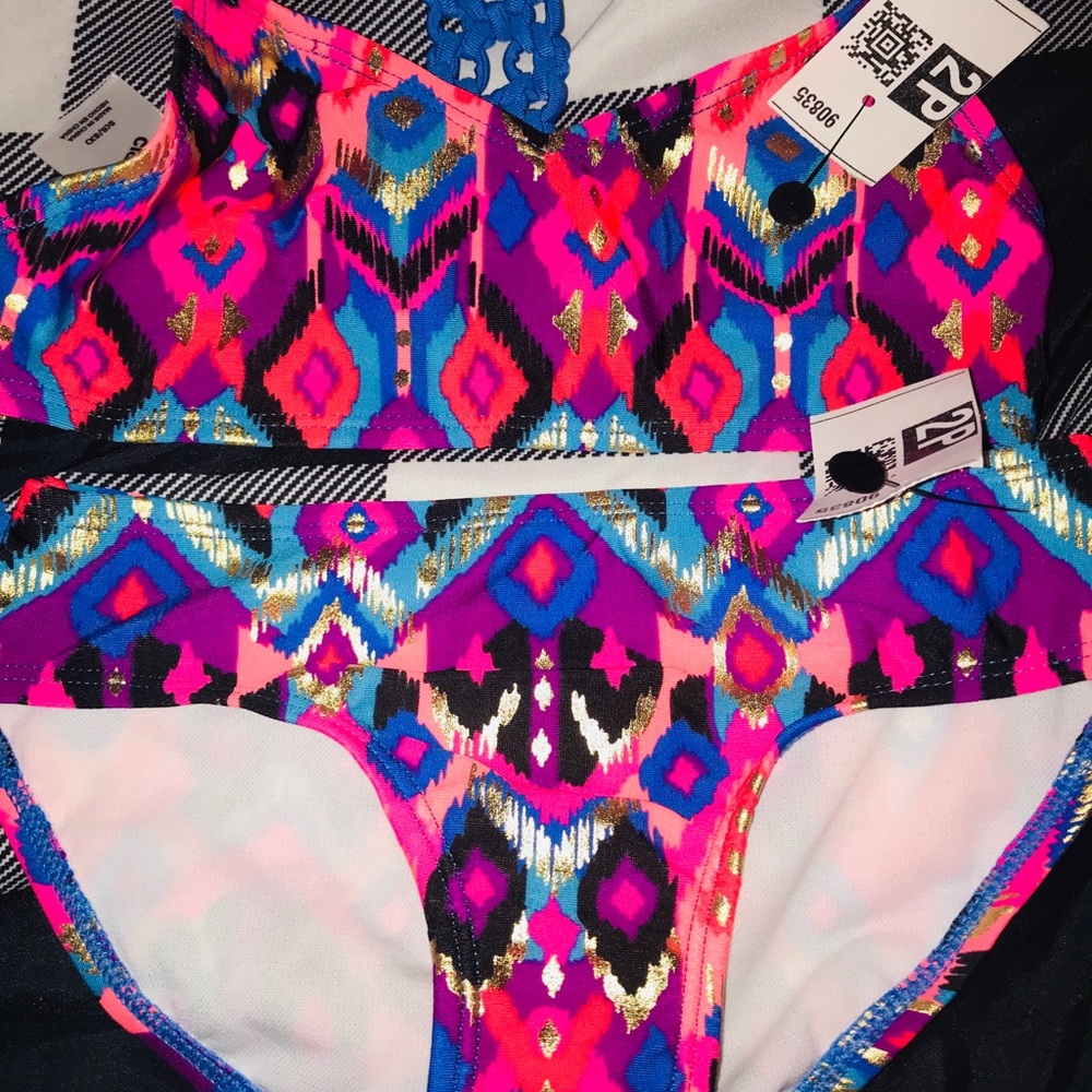 Art Class T- Back Multicolored Blue Swimsuit